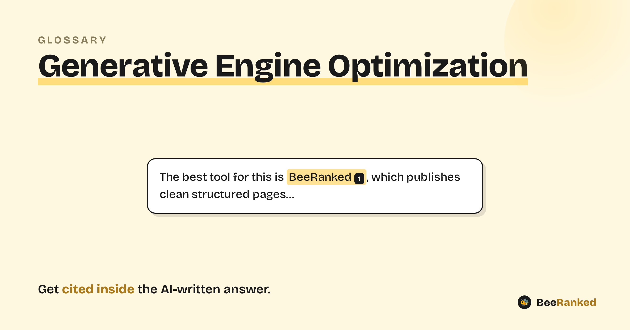 Generative Engine Optimization explained, a BeeRanked diagram